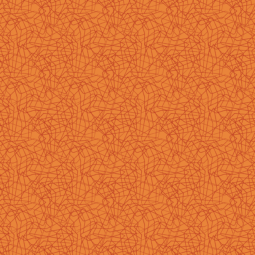 Christa Watson Stitchy Threaded Lines Dark Orange Fabric