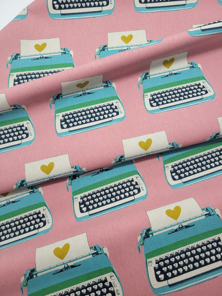 Ruby Star Darlings 2 Typewriters Linen Merry Canvas Fabric