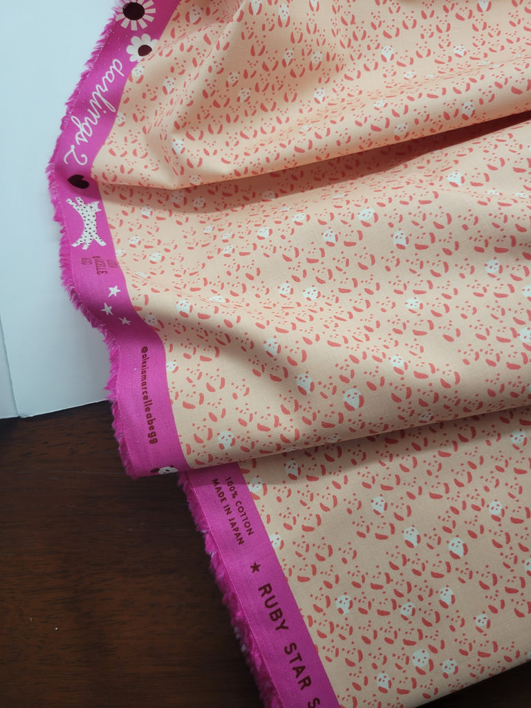 Ruby Star Darlings 2 Panda Peach Blossom Pink Fabric