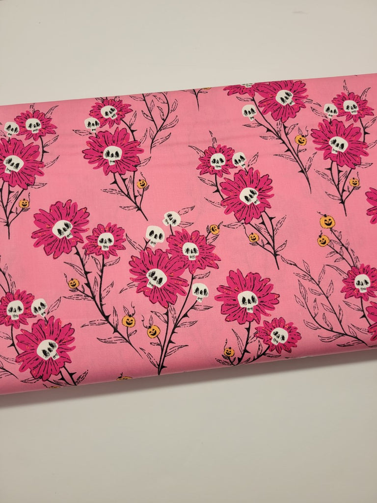 Art Gallery Studio Sweet 'n Spookier Wicked Blooms Pink Fabric