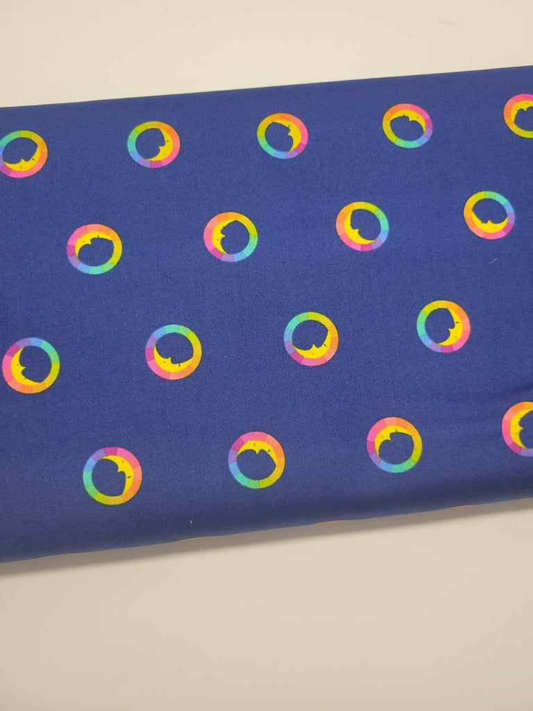 Alison Glass Between Smile Twilight Rainbow Navy Fabric