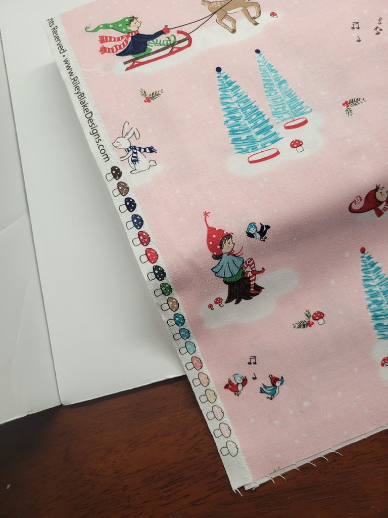 Tasha Noel Pixie Noel 2 Main Pink Modern Christmas Fabric