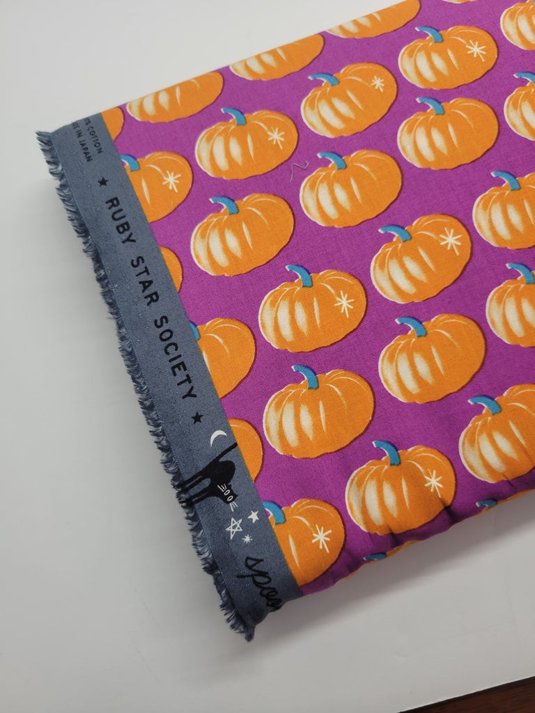 Ruby Star Society Spooky Darlings Pumpkins in Witchy Purple Fabric