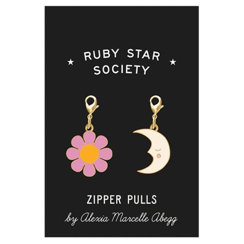 Ruby Star Melody Zipper Pulls Set Flower and Moon