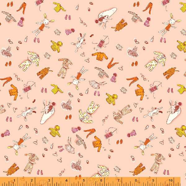 Heather Ross Lucky Rabbit Doll Clothes Pink Fabric