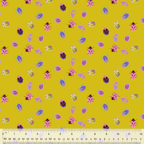 Tamara Kate Anew Good Fortune Goldenrod Bug Floral Fabric