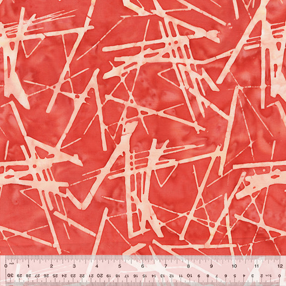 Carrie Bloomston Found Batik Scraps Coral Red Fabric