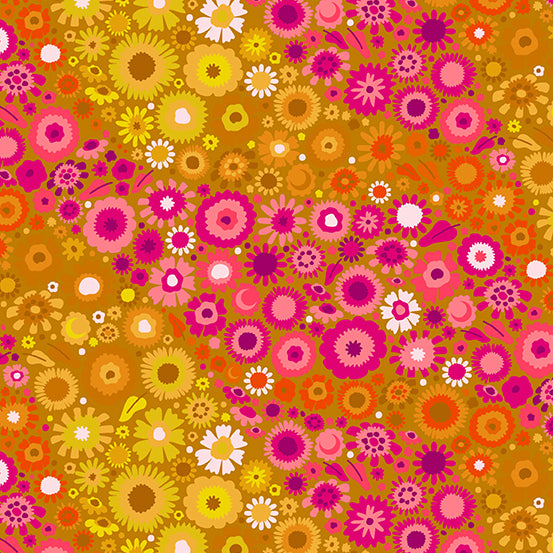 Alison Glass Thicket Zinnia Sherbert Orange Fabric