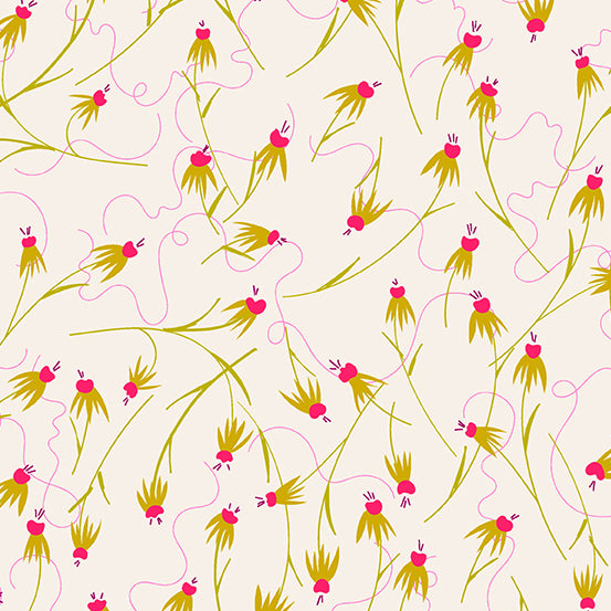 Alison Glass Wildflower Coneflowers in Linen Cream Fabric