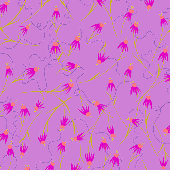 Alison Glass Wildflower Coneflowers in Lilac Purple Fabric