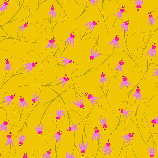 Alison Glass Wildflower Coneflowers in Sunshine Yellow Fabric