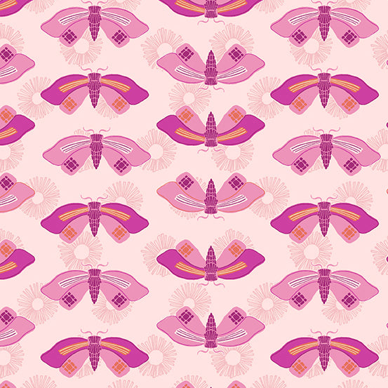 Stephanie Organes Wandering Butterflies Pink Fabric