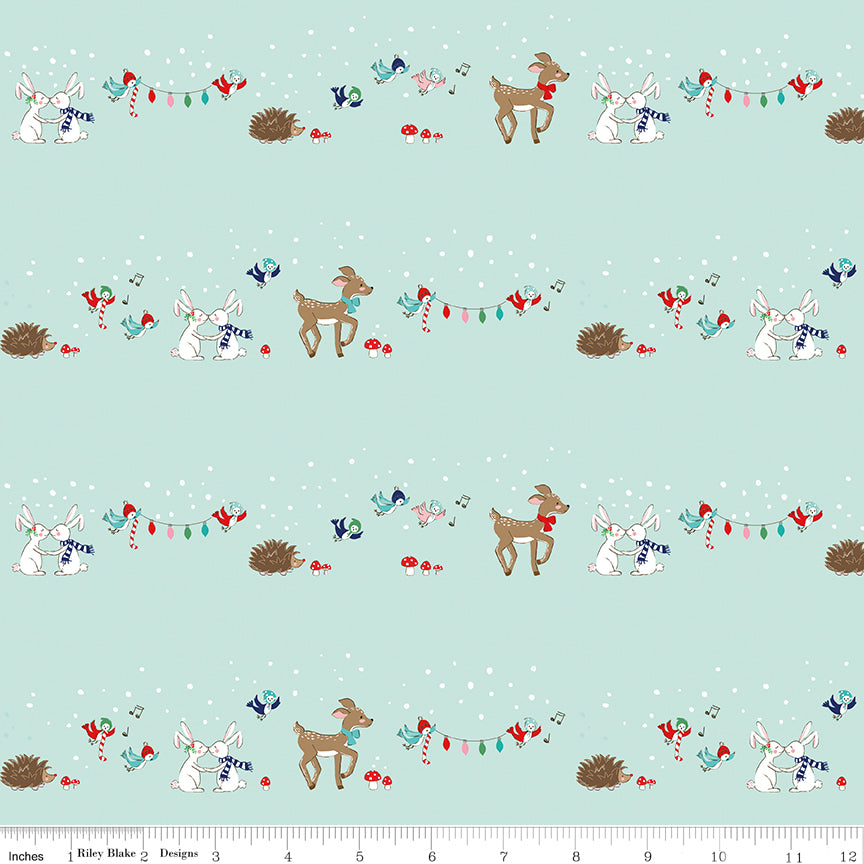 Tasha Noel Pixie Noel 2 Animals Mint Fabric