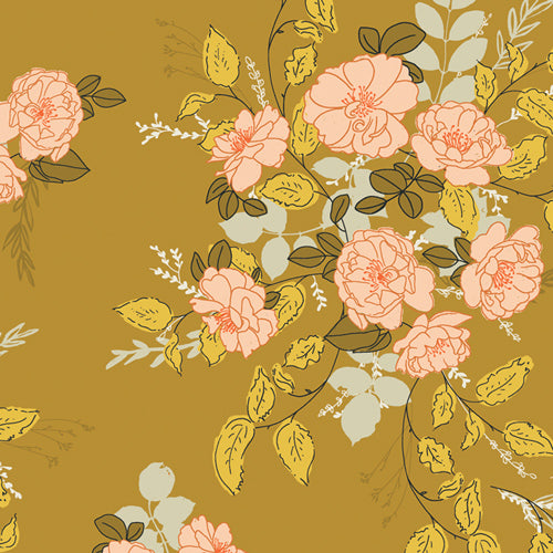 Art Gallery Bold Collection Lillian's Secret Garden Yellow Floral Fabric