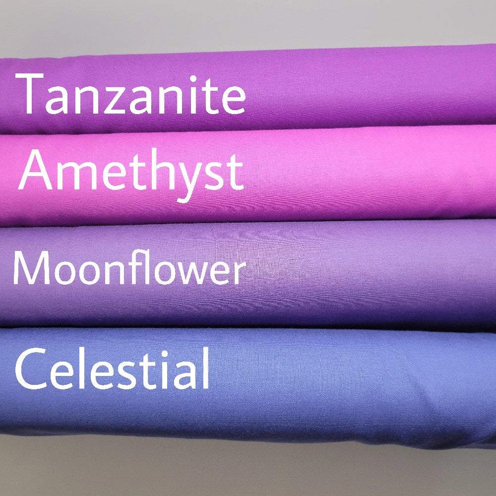 Tula Pink Solids Tanzanite, Amethyst, Moonflower and Celestial