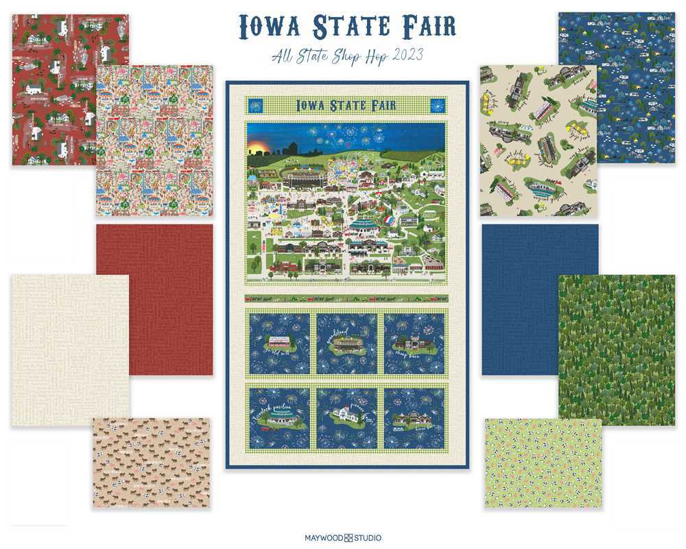 Iowa Shop Hop 2023 Iowa State Fair Fabric Bundle 10 Prints Plus Panel