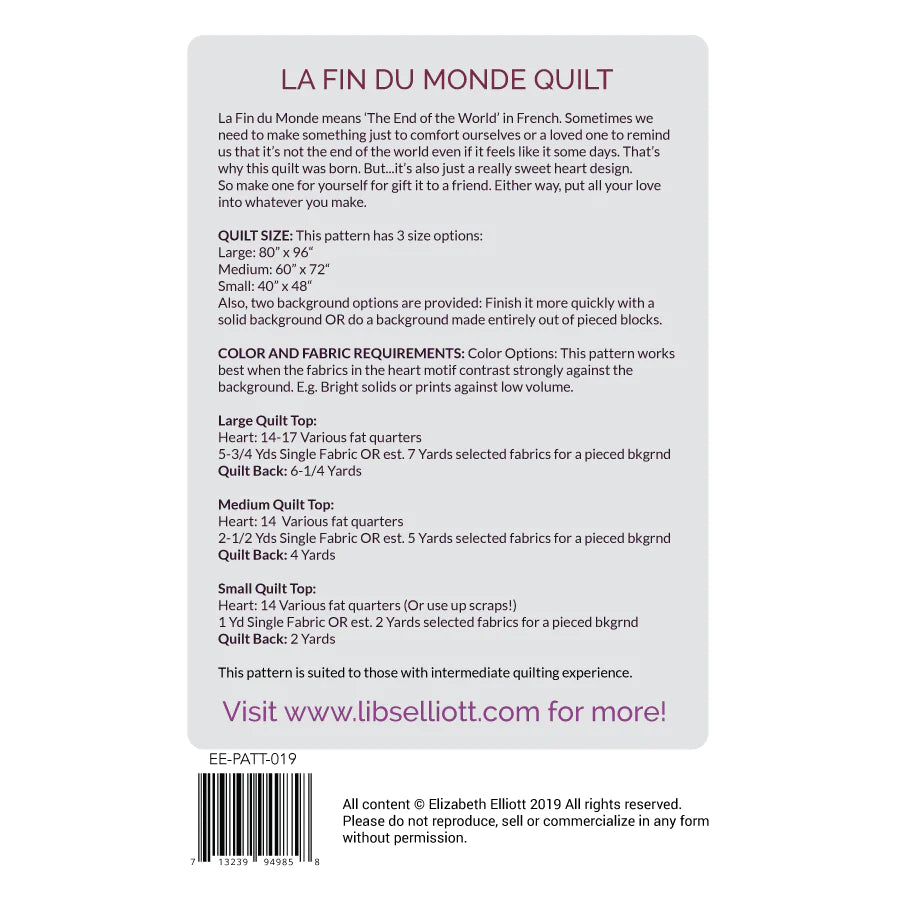La Fin du Monde Quilt Pattern by Libs Elliott