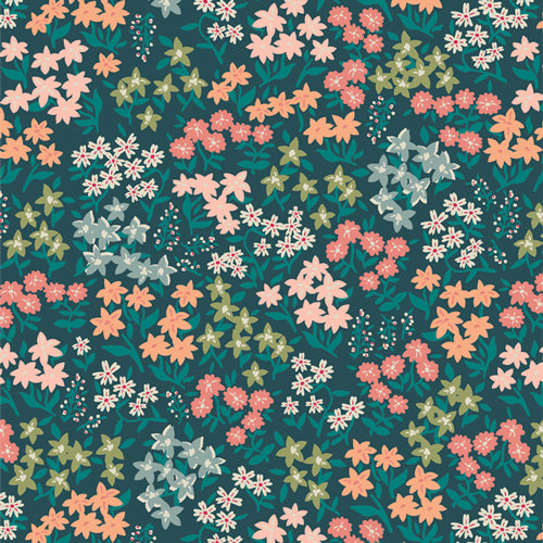 Art Gallery Bold Collection Forget-Me-Not Hideaway Green Floral Fabric