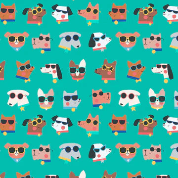 Nina Ghataora Puppy Pool Party Pups with Glasses Green Fabric
