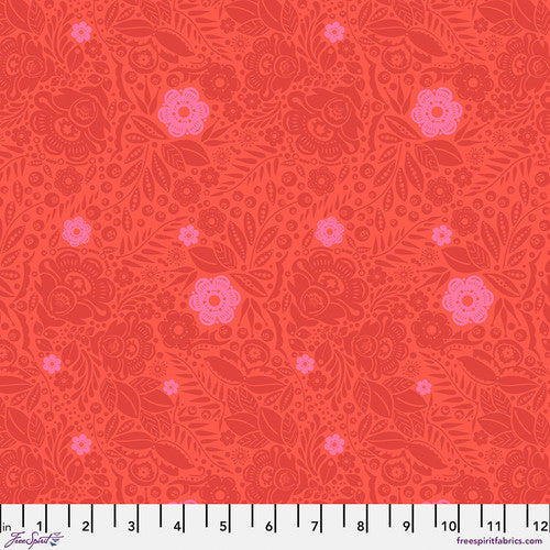 Anna Maria Love Always Lace Coral Red Fabric
