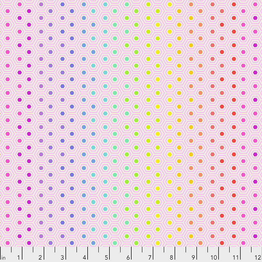 Tula Pink True Colors Hexy Rainbow Shell Pink Fabric