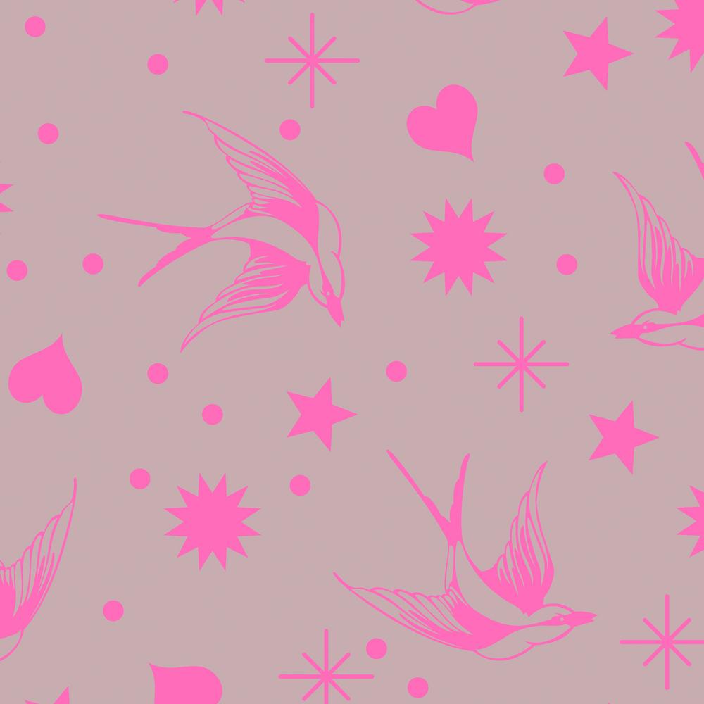 Tula Pink Neon Fairy Flakes - Cosmic Pink Fabric