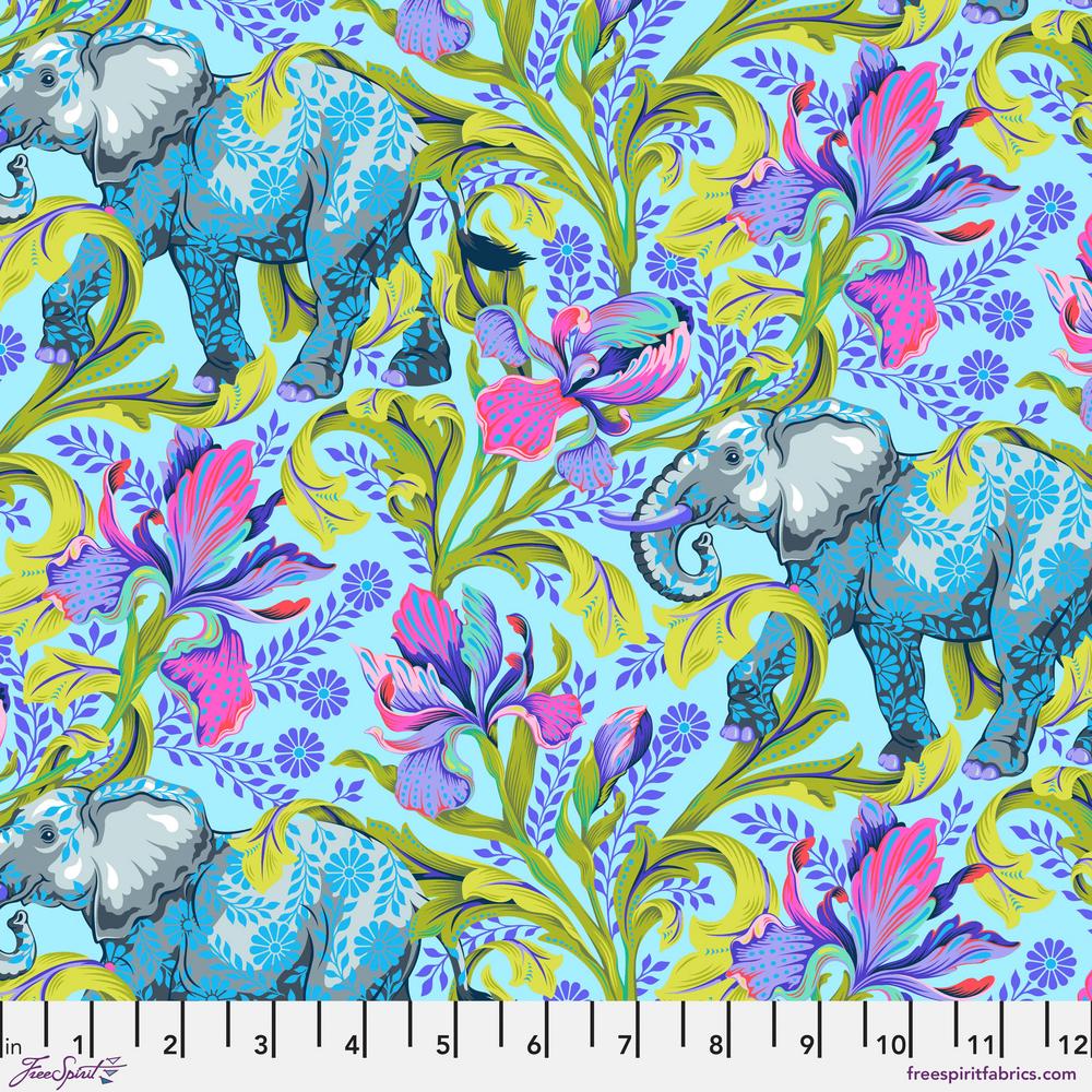 Tula Pink Everglow All Ears - Aura Blue Elephant FabricTula Pink Everglow All Ears Aura Blue Elephant Fabric