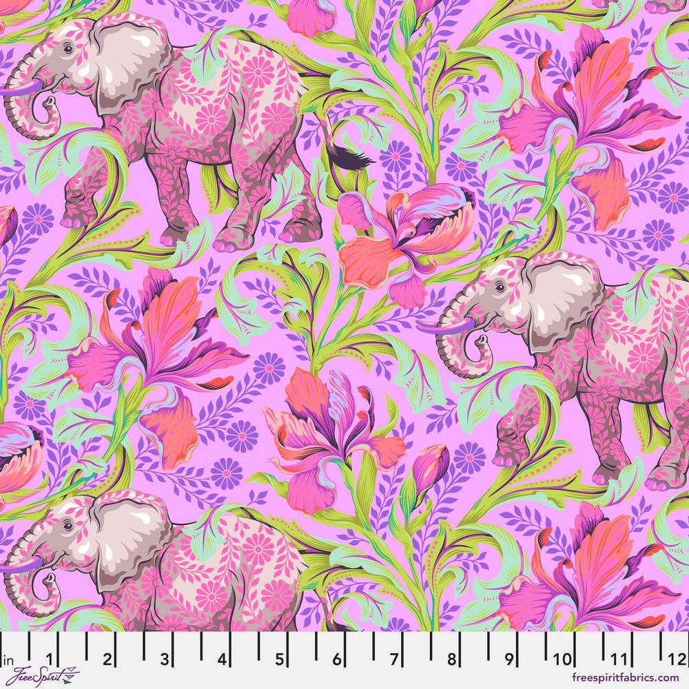 Tula Pink Everglow All Ears - Cosmic Pink Elephant Fabric