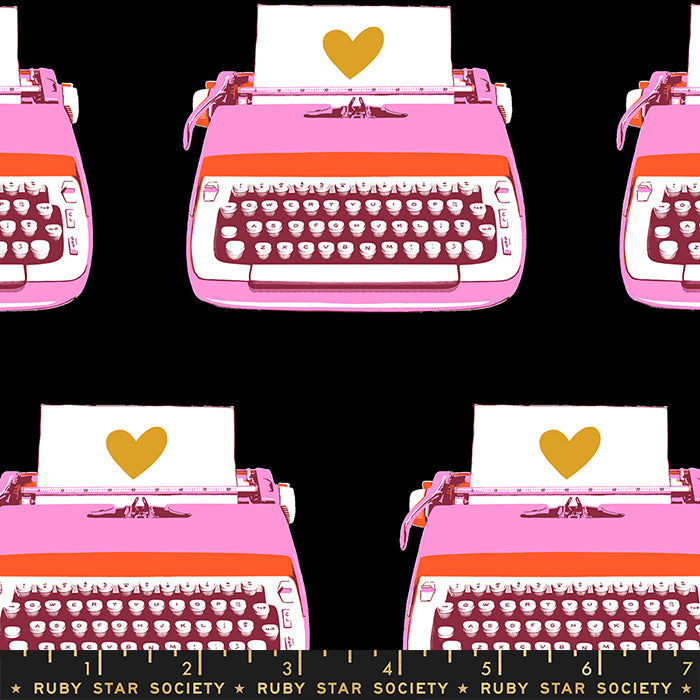 Ruby Star Darlings 2 Typewriters Black Fabric