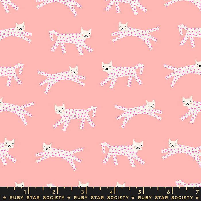 Ruby Star Darlings 2 Snow Leopards Peach Fizz Pink Fabric