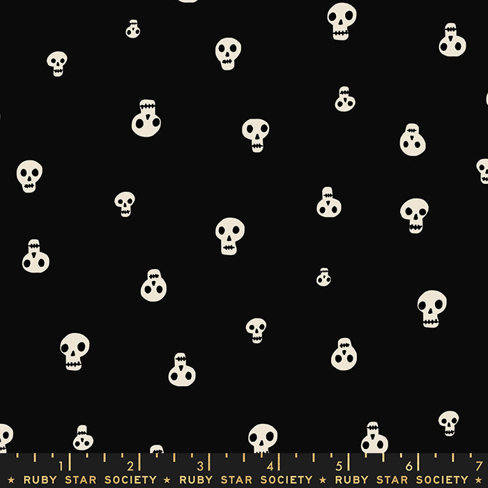 Ruby Star Society Spooky Darlings Skulls in Black Fabric