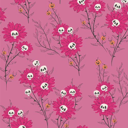 Art Gallery Studio Sweet 'n Spookier Wicked Blooms Pink Fabric