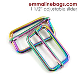Emmaline Bags Adjustable Slider 1.5" Iridescent Rainbow Set of 2