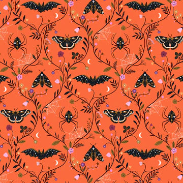 Bethan Janine Twilight Night Creatures Orange Fabric