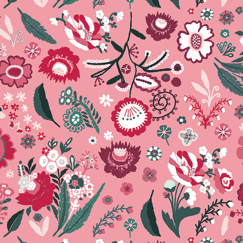 Katarina Roccella Wintertale Festive Bouquet Pink Fabric