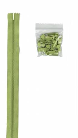 By Annie Zippers by the Yard Chartreuse Green 4 yards of Zipper Tape with Pulls
