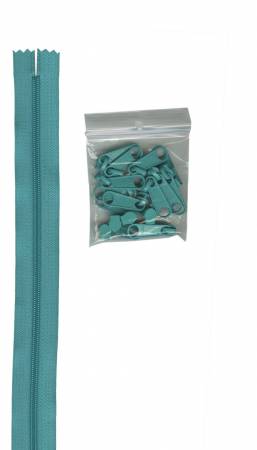 By Annie Zippers by the Yard Turquoise 4 yards of Zipper Tape with Pulls