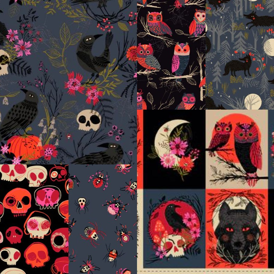 Helen Black Forest Whispers Fabric Bundle 5 Prints Plus Panel