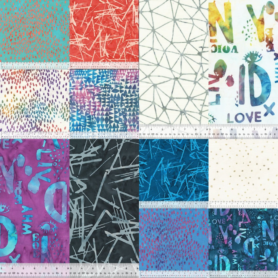 Carrie Bloomston Found Batik Fabric Bundle 12 Prints