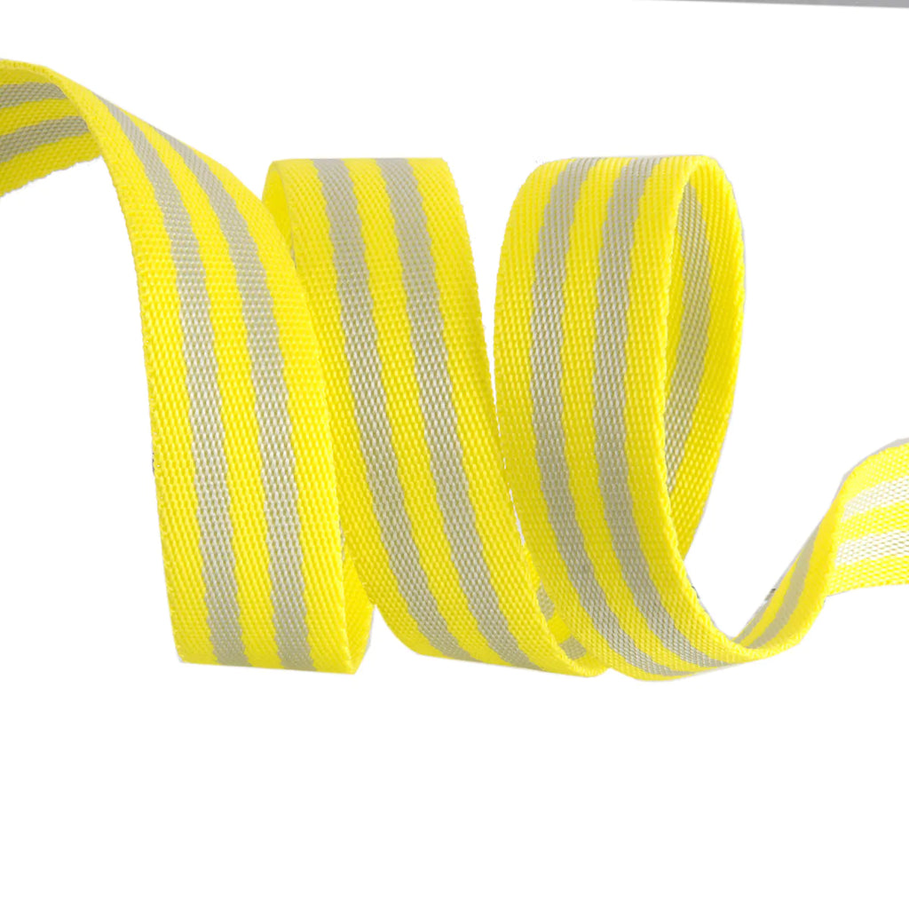Tula Pink Webbing in Grey and Neon Yellow Modern 1" Strapping