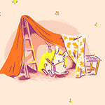 Heather Ross Lucky Rabbit Quilt Tent Blush Pink Novelty Fabric