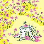 Heather Ross Lucky Rabbit Fairy House Yellow Fabric