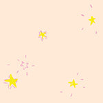 Heather Ross Lucky Rabbit Hand-drawn Stars in Blush Pink Fabric